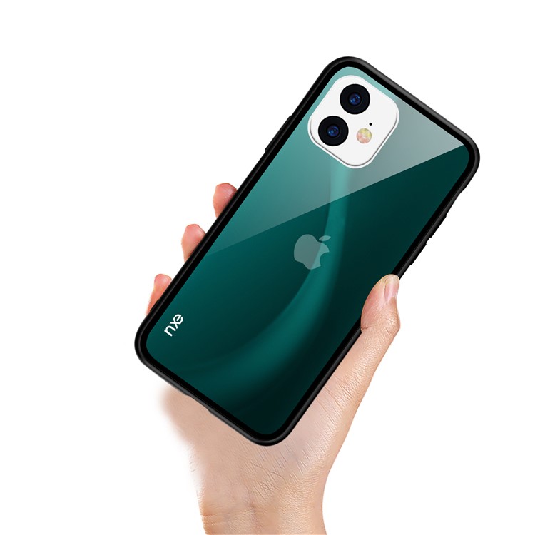 NXE Fog Series Translucent Glass + TPU Back Case for iPhone 11 6.1 inch - Green-2