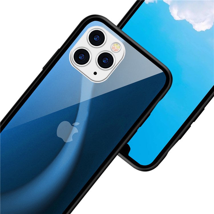 NXE Fog Series Translucent Glass + TPU Protective Phone Case for iPhone 11 Pro 5.8 inch - Blue-5