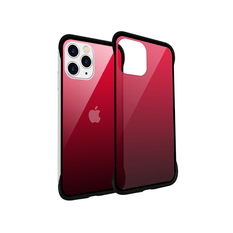 For iPhone 11 Pro Max 6.5-inch NXE Printing Style Gradient Color 9H Glass+TPU Cover - Red / Black-4