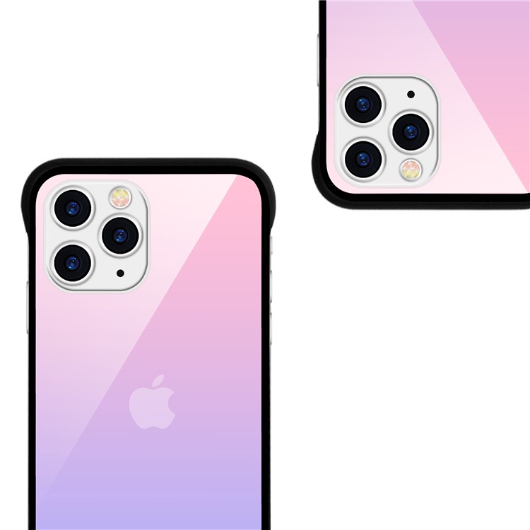 For iPhone 11 Pro Max 6.5-inch NXE Printing Style Gradient Color 9H Glass+TPU Cover - Pink / Purple-3
