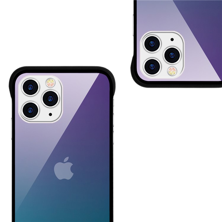 For iPhone 11 Pro Max 6.5-inch NXE Printing Style Gradient Color 9H Glass+TPU Cover - Purple / Blue-3