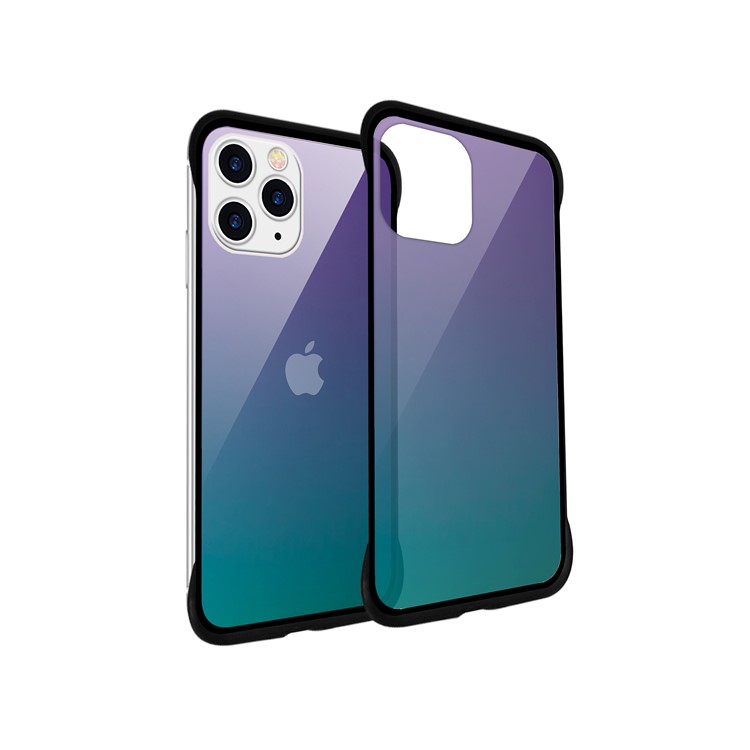 For iPhone 11 Pro Max 6.5-inch NXE Printing Style Gradient Color 9H Glass+TPU Cover - Purple / Blue-4