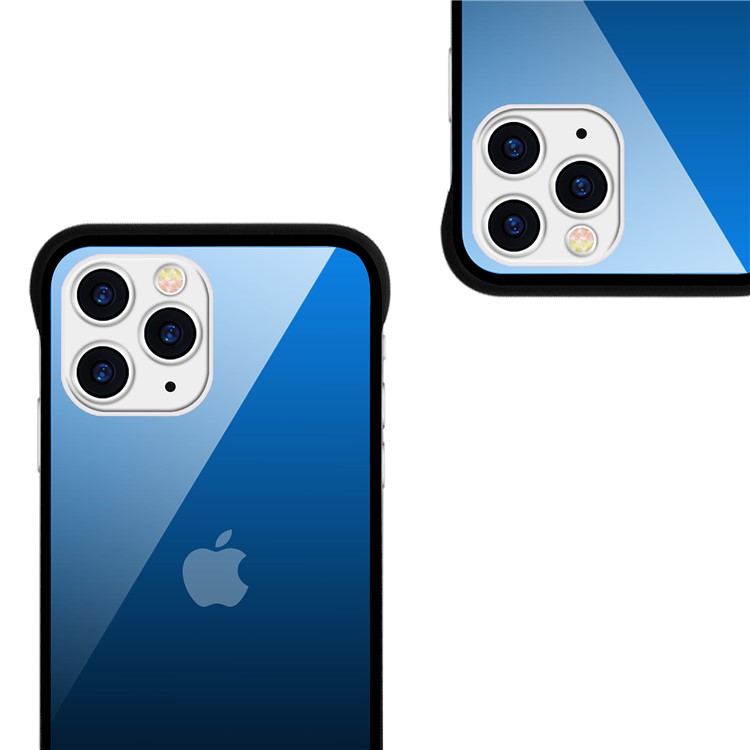 For iPhone 11 Pro Max 6.5-inch NXE Printing Style Gradient Color 9H Glass+TPU Cover - Blue / Black-3