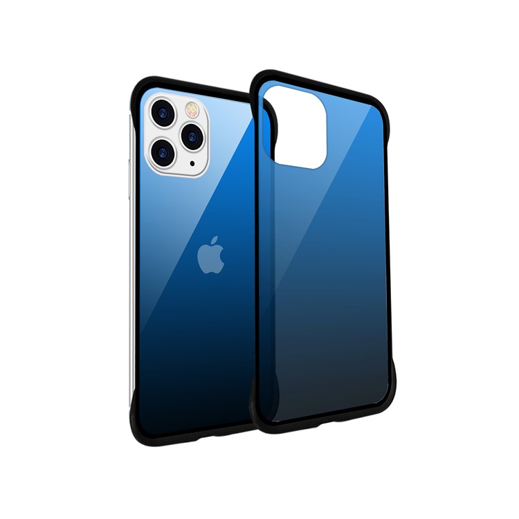 For iPhone 11 Pro Max 6.5-inch NXE Printing Style Gradient Color 9H Glass+TPU Cover - Blue / Black-4