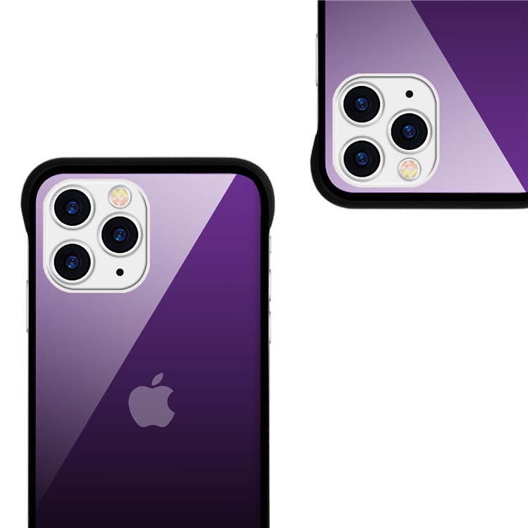 For iPhone 11 Pro Max 6.5-inch NXE Printing Style Gradient Color 9H Glass+TPU Cover - Purple / Black-3