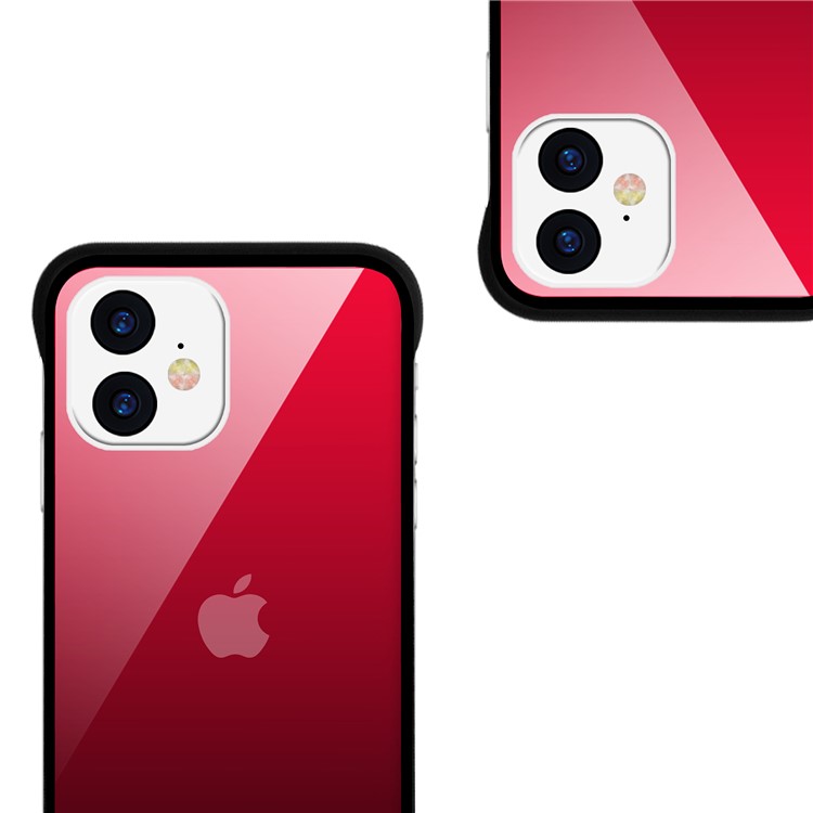 For iPhone 11 6.1-inch NXE Printing Style Gradient Color 9H Glass+TPU Cover - Red / Black-3