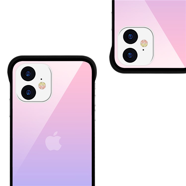 For iPhone 11 6.1-inch NXE Printing Style Gradient Color 9H Glass+TPU Cover - Pink / Purple-3