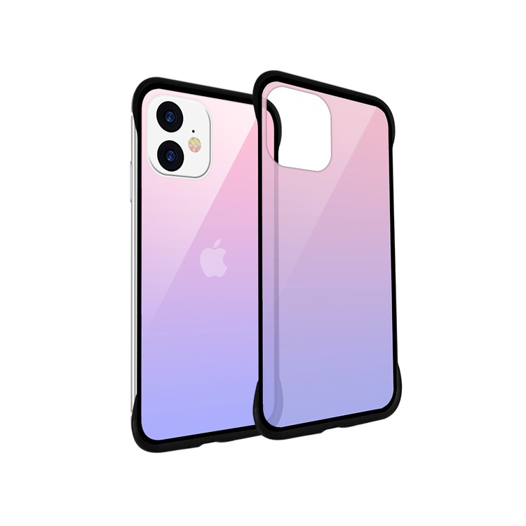 For iPhone 11 6.1-inch NXE Printing Style Gradient Color 9H Glass+TPU Cover - Pink / Purple-4