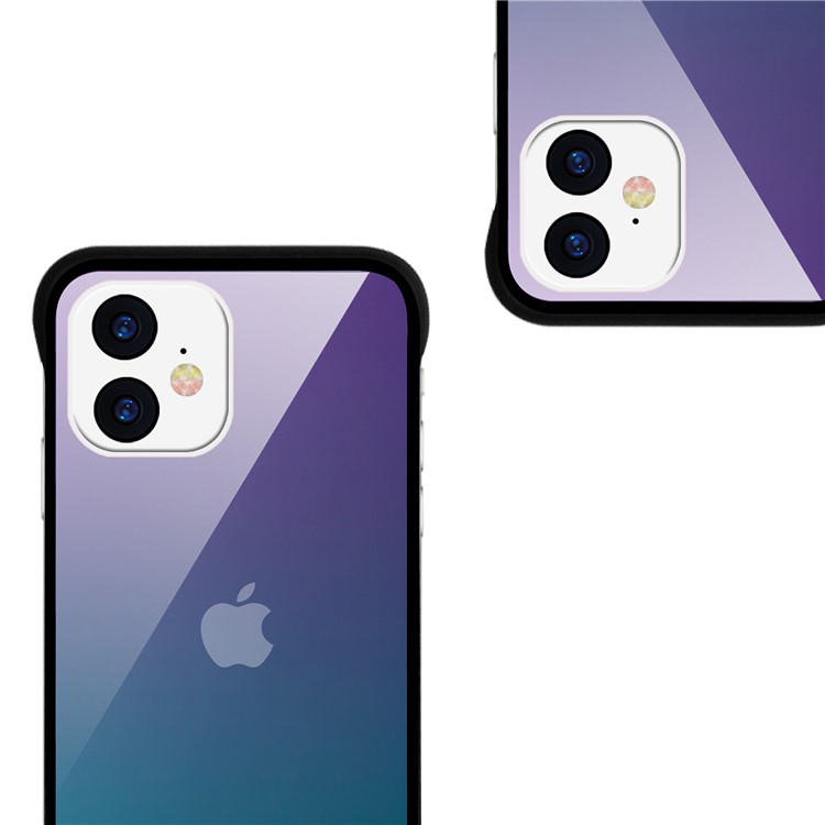 For iPhone 11 6.1-inch NXE Printing Style Gradient Color 9H Glass+TPU Cover - Purple / Blue-3