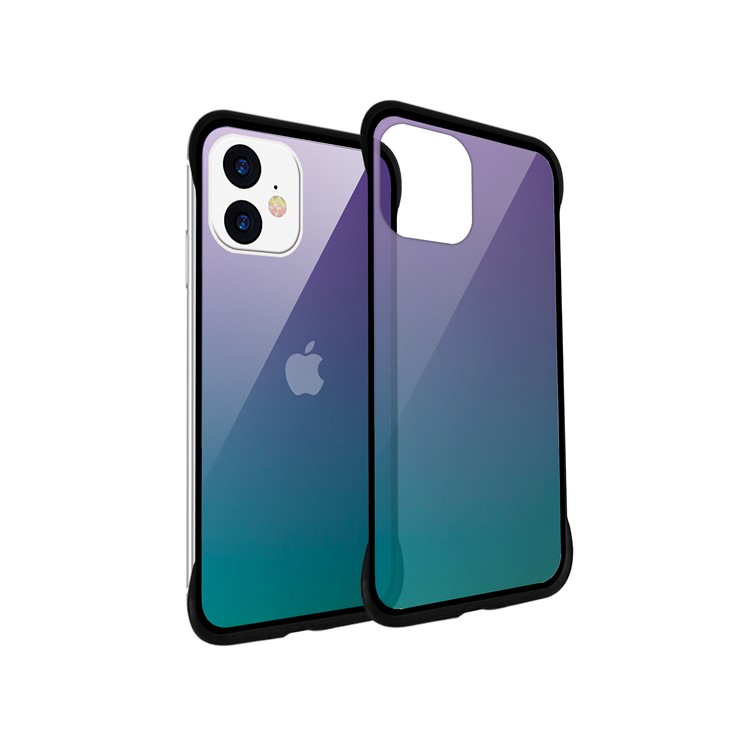 For iPhone 11 6.1-inch NXE Printing Style Gradient Color 9H Glass+TPU Cover - Purple / Blue-4