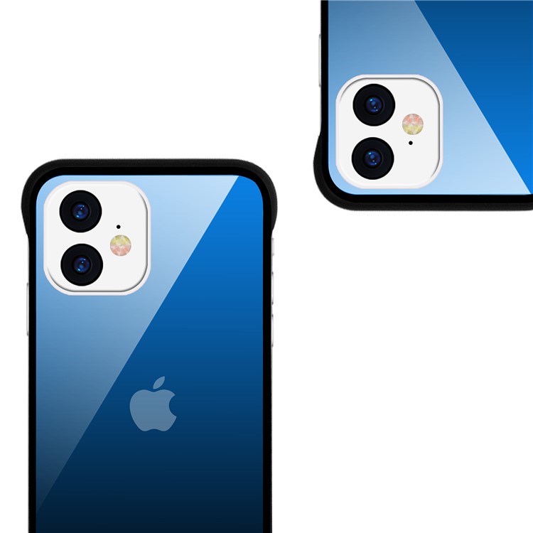 For iPhone 11 6.1-inch NXE Printing Style Gradient Color 9H Glass+TPU Cover - Blue / Black-3
