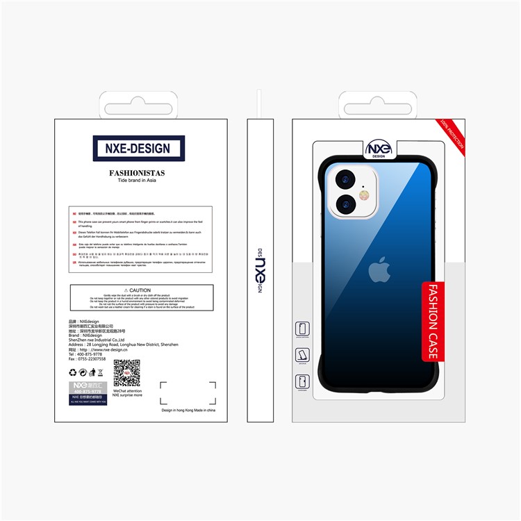 For iPhone 11 6.1-inch NXE Printing Style Gradient Color 9H Glass+TPU Cover - Blue / Black-6