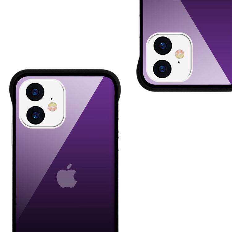 For iPhone 11 6.1-inch NXE Printing Style Gradient Color 9H Glass+TPU Cover - Purple / Black-3