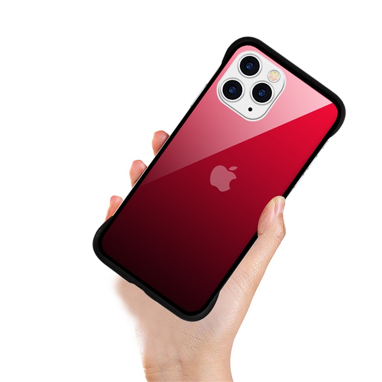 For iPhone 11 Pro 5.8-inch NXE Printing Style Gradient Color 9H Glass+TPU Cover - Red / Black-2