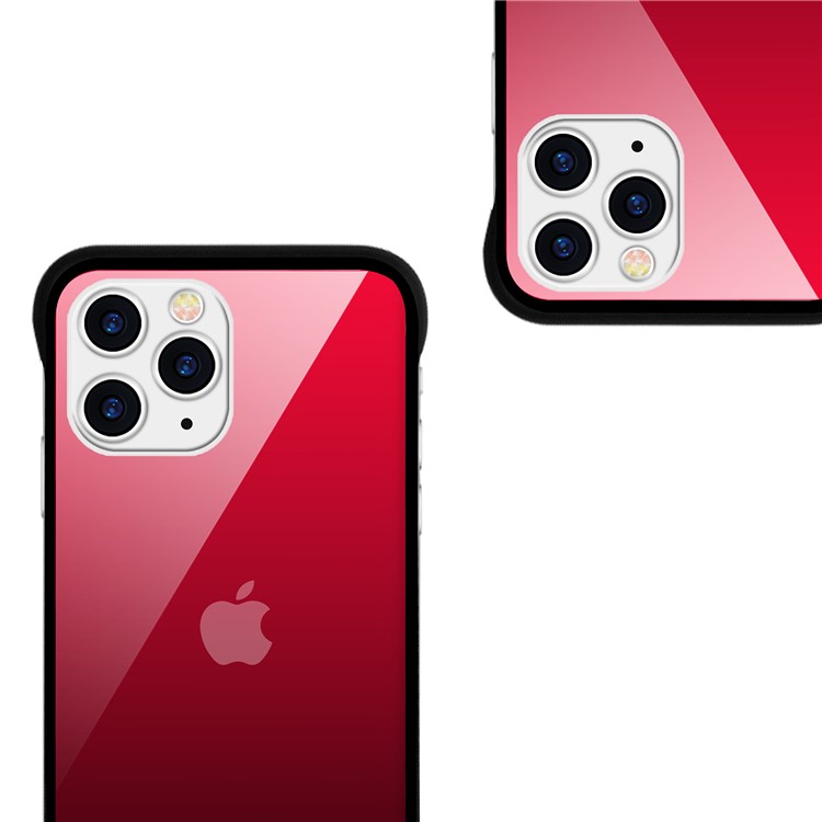 For iPhone 11 Pro 5.8-inch NXE Printing Style Gradient Color 9H Glass+TPU Cover - Red / Black-3