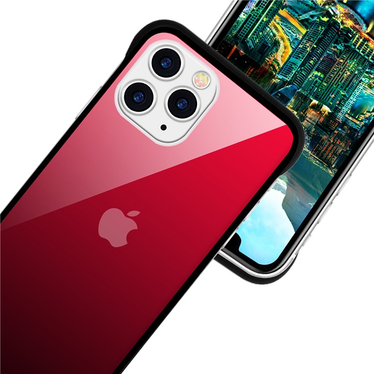 For iPhone 11 Pro 5.8-inch NXE Printing Style Gradient Color 9H Glass+TPU Cover - Red / Black-5