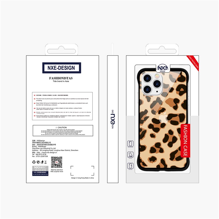 NXE Leopard Series Pattern Translucent Glass TPU Hybrid Phone Case for iPhone 11 Pro Max 6.5 inch - Yellow-6