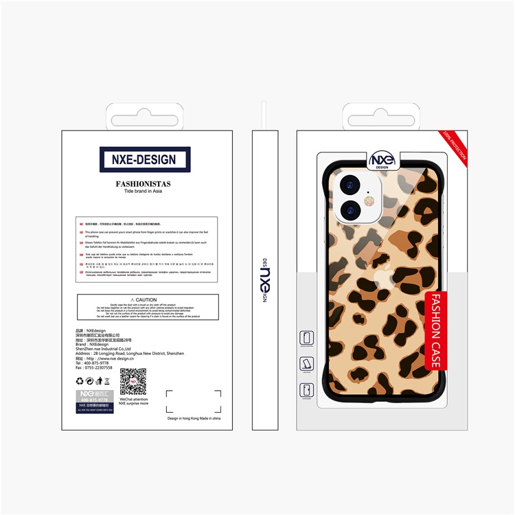 NXE Leopard Series Pattern Translucent Glass TPU Hybrid Phone Case Cover for iPhone 11 6.1 inch - Yellow-6