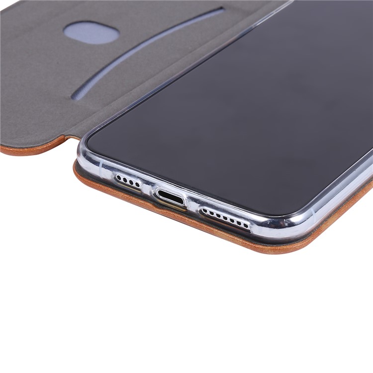 PU Leather Auto-absorbed Stand Phone Casing for iPhone 11 Pro 5.8-inch - Light Brown-10