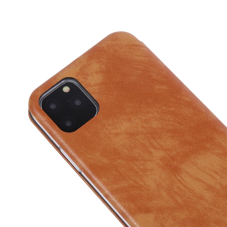 PU Leather Auto-absorbed Stand Phone Casing for iPhone 11 Pro 5.8-inch - Light Brown-12