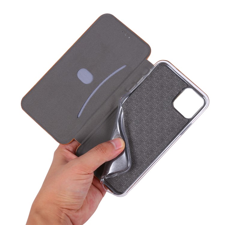 PU Leather Auto-absorbed Stand Phone Casing for iPhone 11 Pro 5.8-inch - Light Brown-13