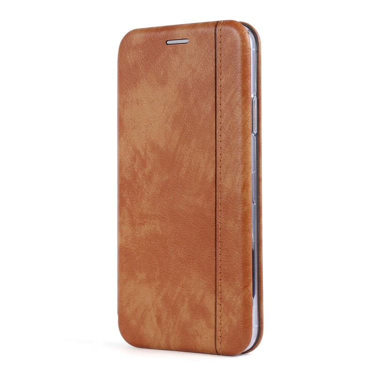 PU Leather Auto-absorbed Stand Phone Casing for iPhone 11 Pro 5.8-inch - Light Brown-2