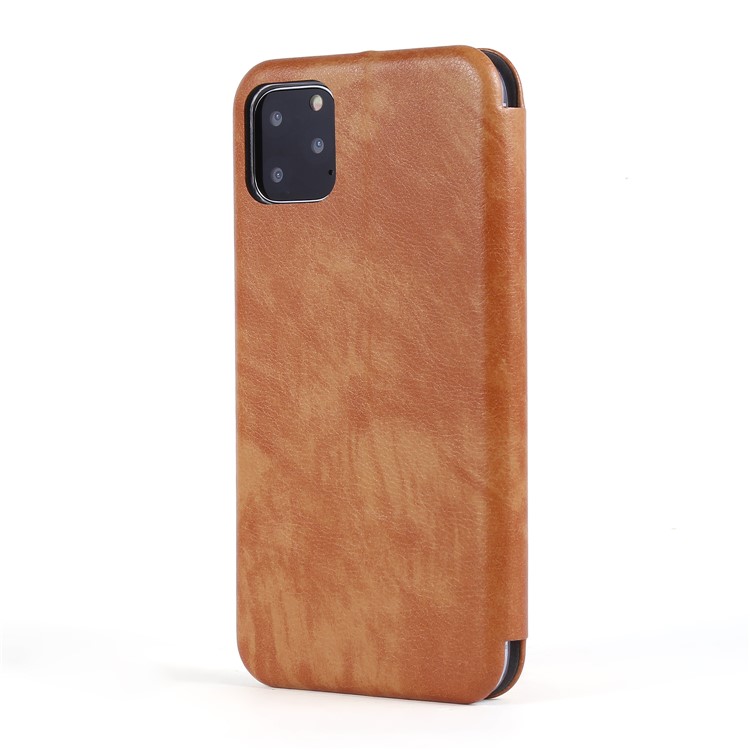 PU Leather Auto-absorbed Stand Phone Casing for iPhone 11 Pro 5.8-inch - Light Brown-3