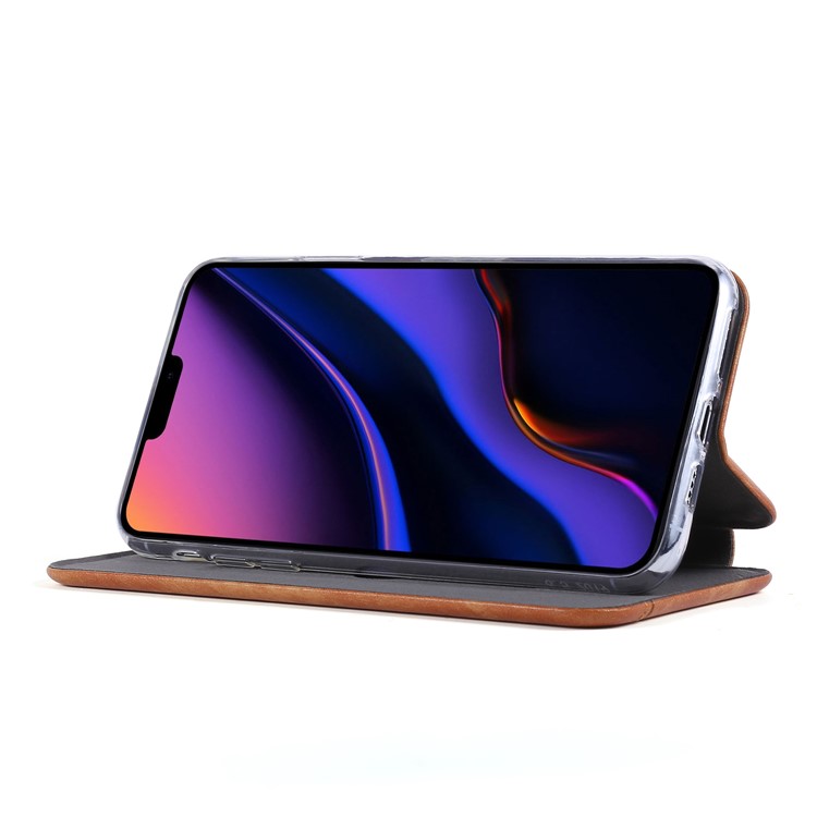 PU Leather Auto-absorbed Stand Phone Casing for iPhone 11 Pro 5.8-inch - Light Brown-4