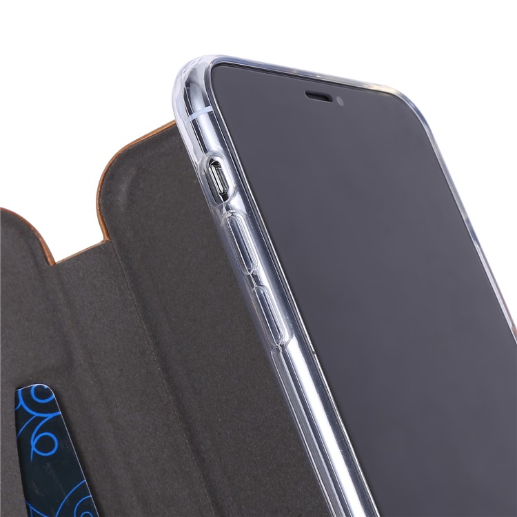PU Leather Auto-absorbed Stand Phone Casing for iPhone 11 Pro 5.8-inch - Light Brown-8