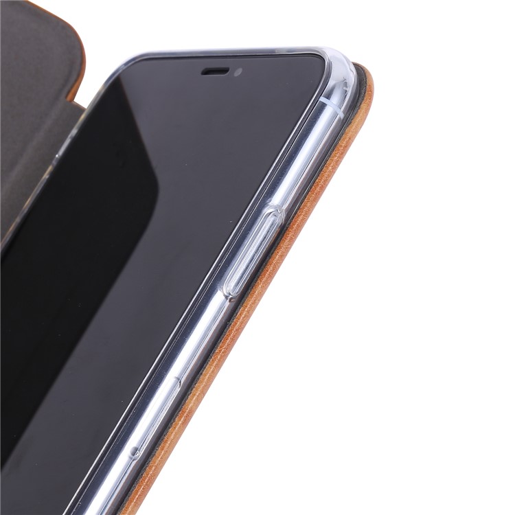 PU Leather Auto-absorbed Stand Phone Casing for iPhone 11 Pro 5.8-inch - Light Brown-9
