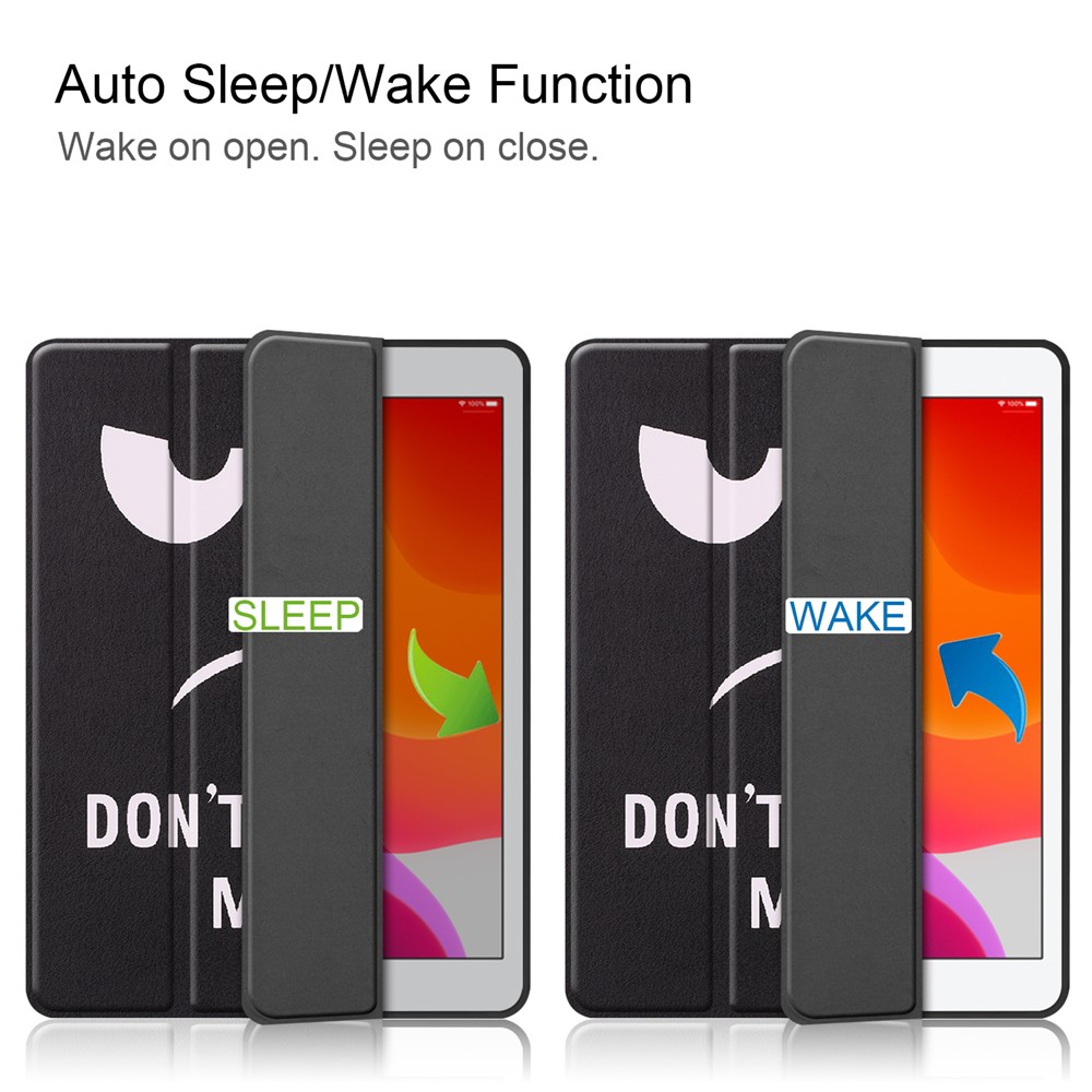 Pattern Printing Tri-fold Stand TPU Leather Smart Tablet Case with Apple Pencil Slot for iPad 10.2 (2019) - Don't Touch Me-2