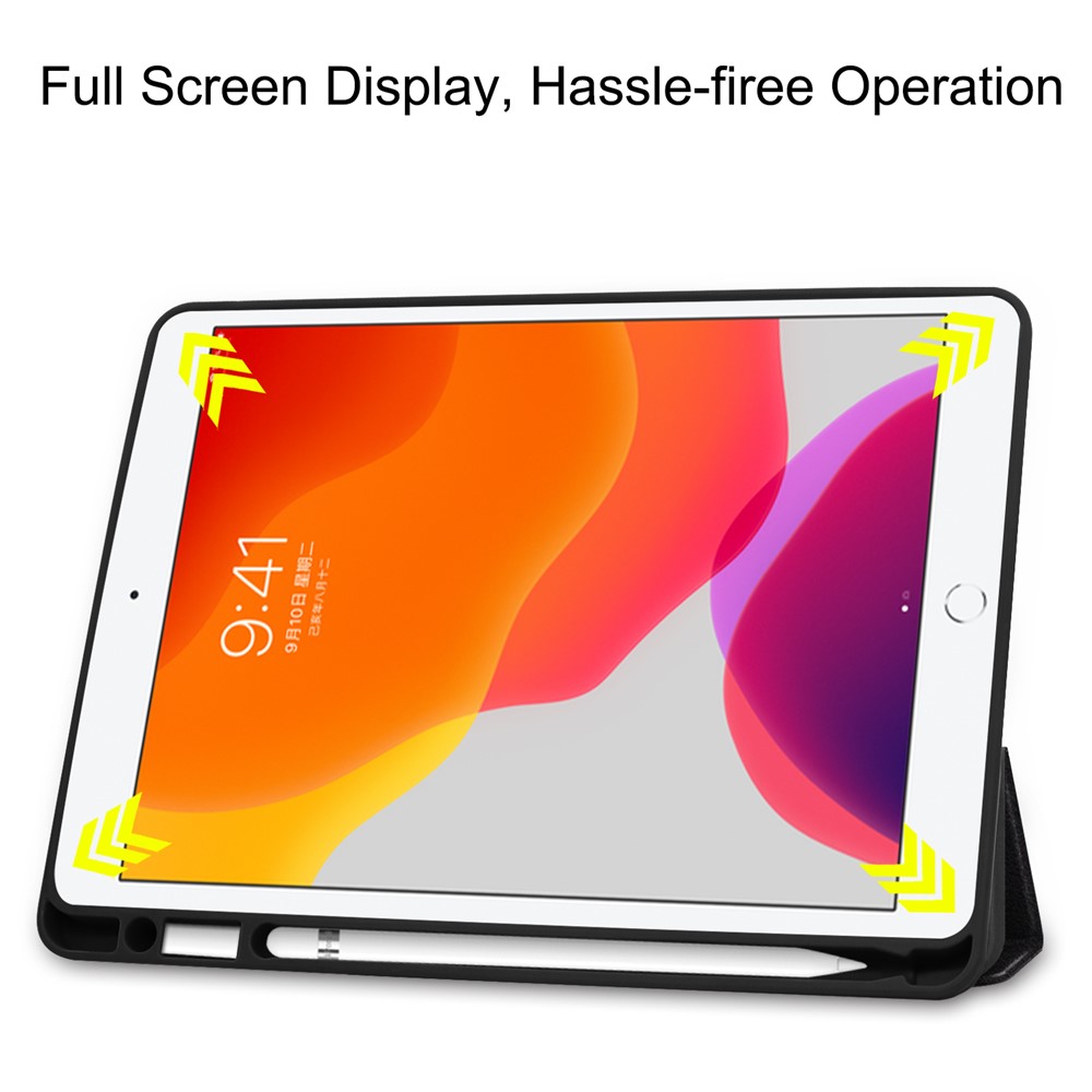 Impression de Motif Tri Fold Stand TPU et Case de Tablette Intelligente en Cuir Avec Machine à Sous Amp Crayon Pour Ipad 10.2 (2021) / (2020) / (2019) - ne Me Touche Pas-4