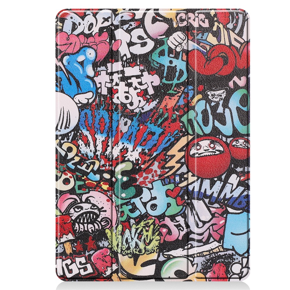 Pattern Printing Tri-fold Stand TPU Leather Smart Tablet Case with Apple Pencil Slot for iPad 10.2 (2019) - Graffiti Pattern-8