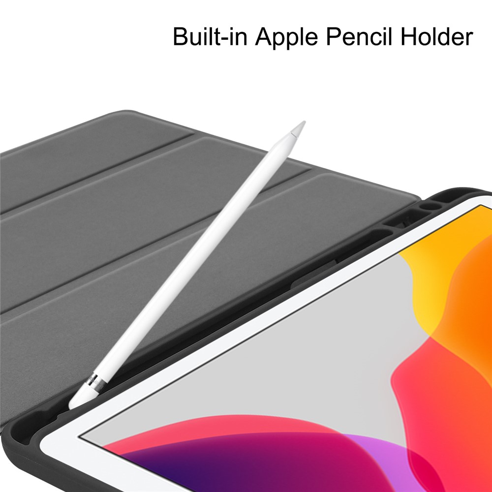 Caso De Tres Pliegues De Piel Cubierta Elegante Del Soporte De La Tableta Para El Ipad 10.2 (2019) - Negro-7