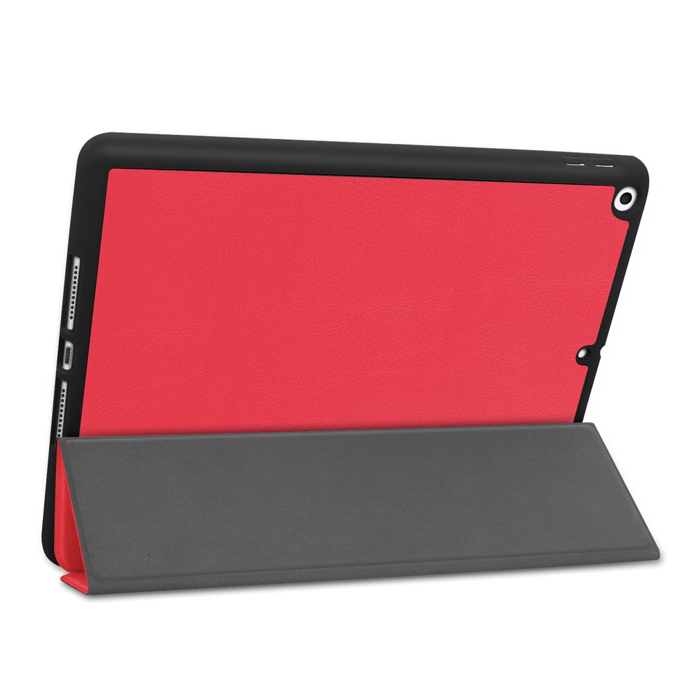 Tri-fold Stand Leather Smart Tablet Cover Case for iPad 10.2 (2019) - Red-5