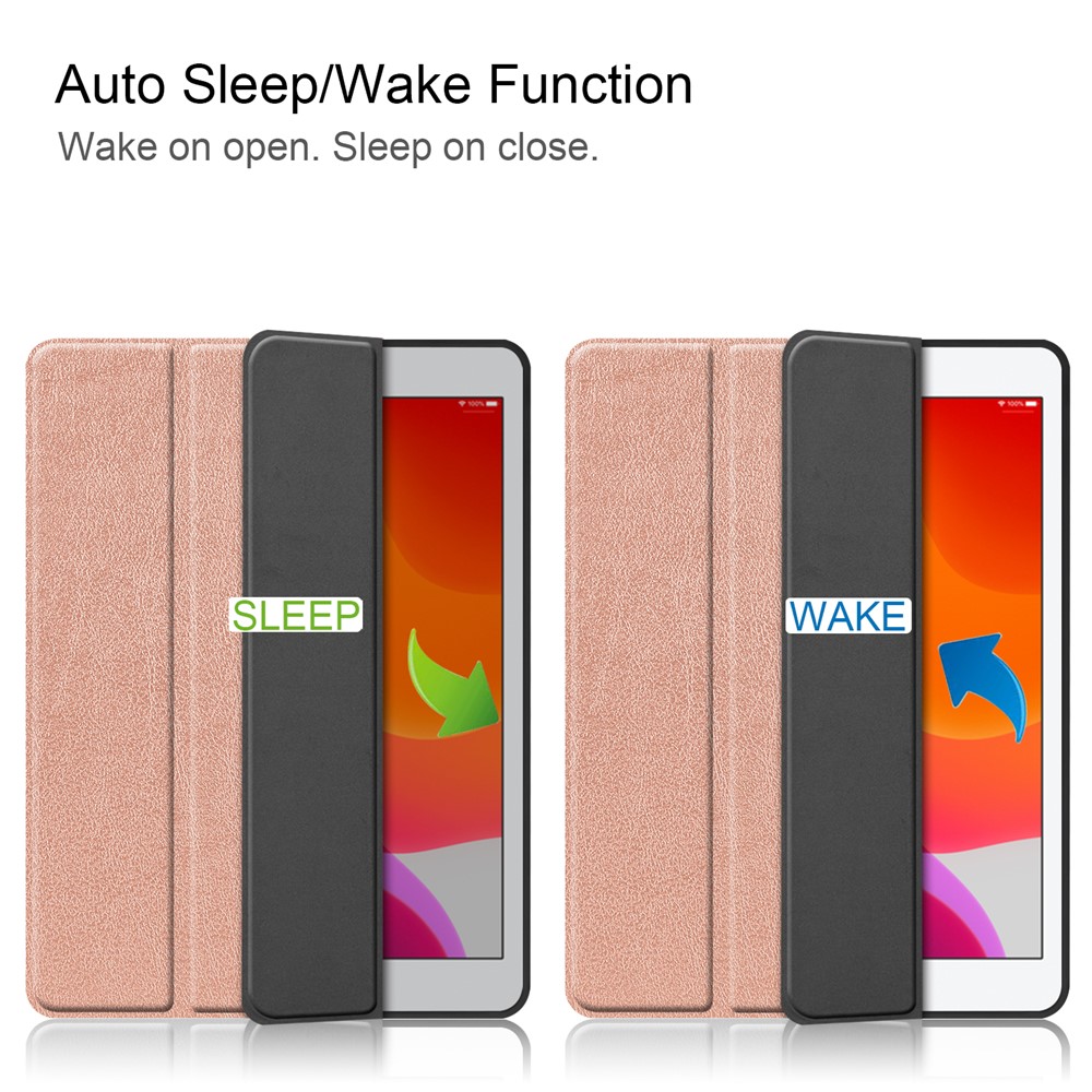 Tri-fold Stand Leather Smart Tablet Cover Case for iPad 10.2 (2019) - Rose Gold-2
