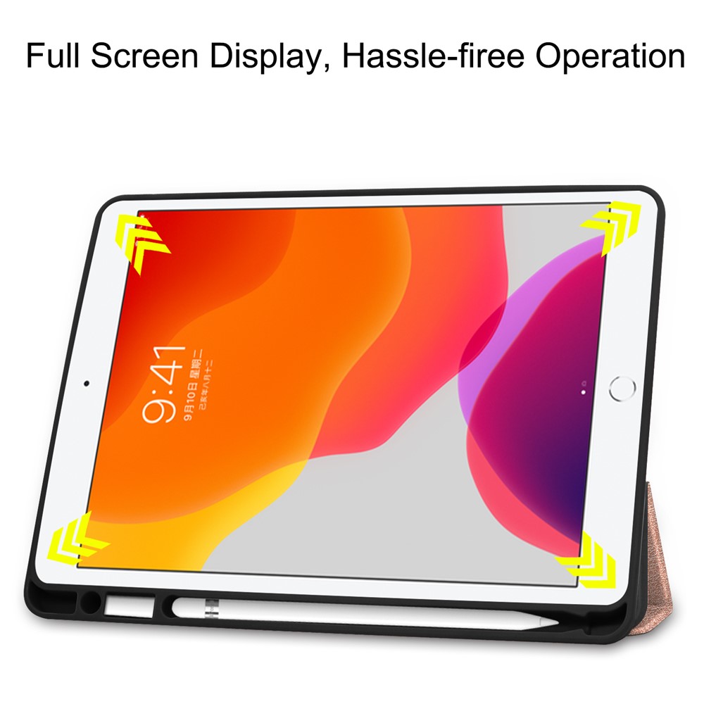 Tri-fold Stand Leather Smart Tablet Cover Case for iPad 10.2 (2019) - Rose Gold-4