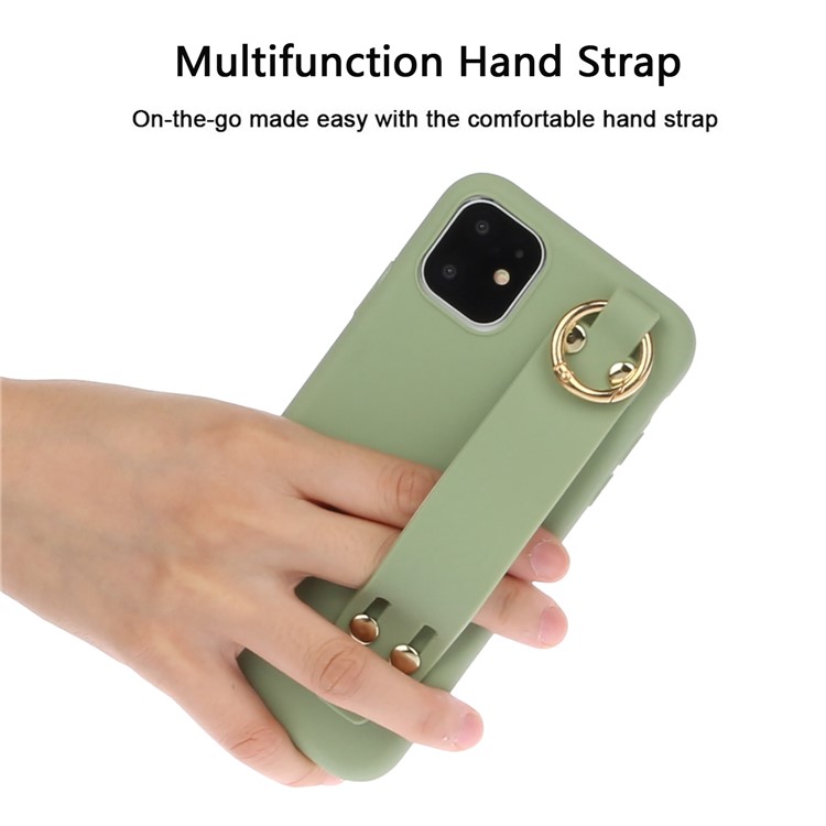 Matte Hand Strap Stand TPU Protective Phone Case for iPhone 11 6.1-inch - Green-3