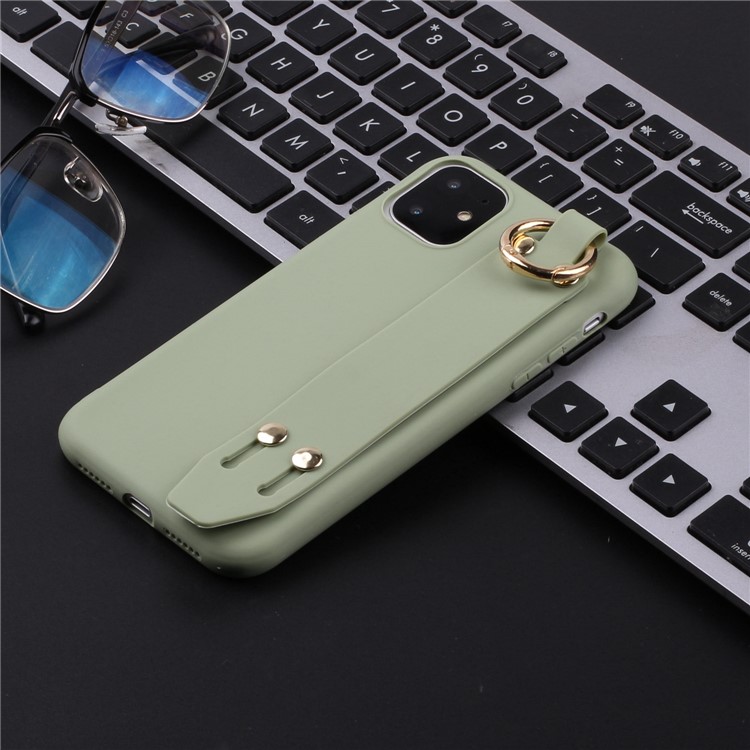 Matte Hand Strap Stand TPU Protective Phone Case for iPhone 11 6.1-inch - Green-4