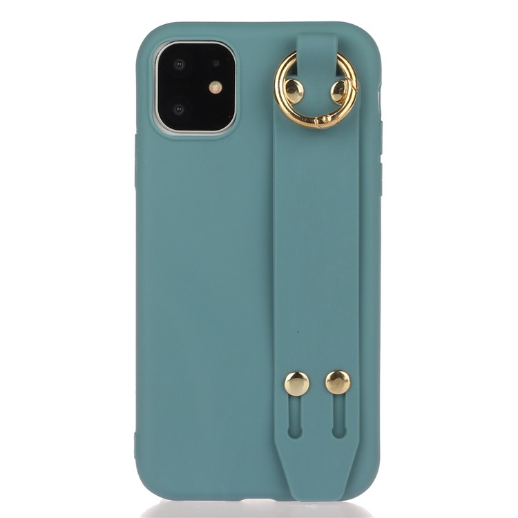 Matte Hand Strap Stand TPU Protective Phone Case for iPhone 11 6.1-inch - Blue-1