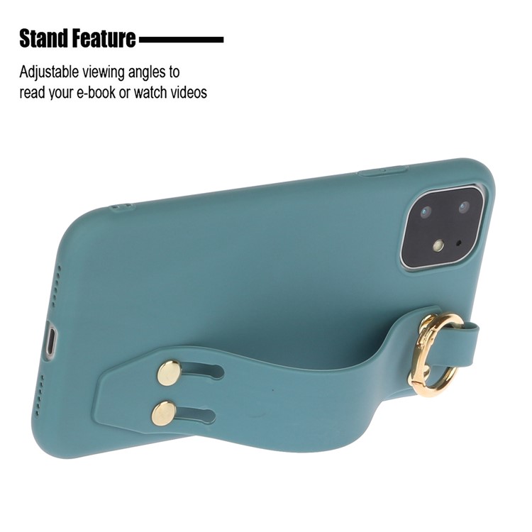 Matte Hand Strap Stand TPU Protective Phone Case for iPhone 11 6.1-inch - Blue-2