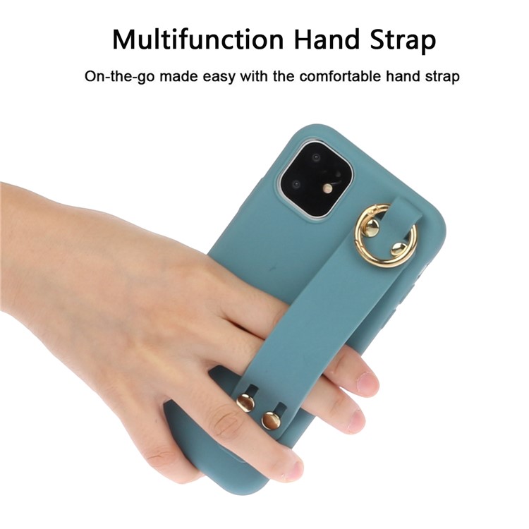 Matte Hand Strap Stand TPU Protective Phone Case for iPhone 11 6.1-inch - Blue-3