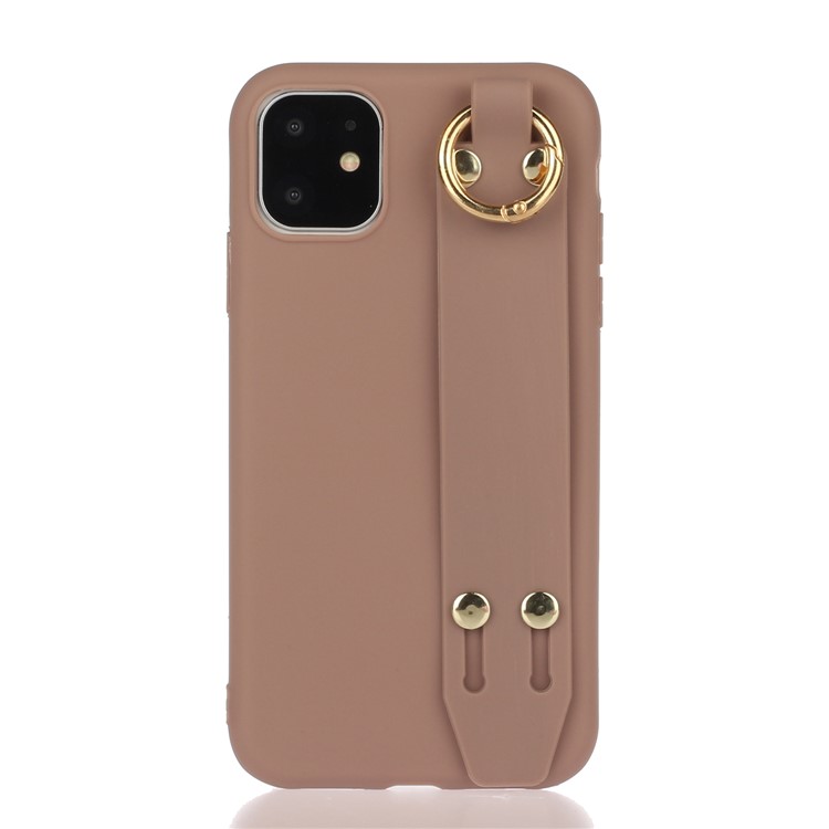 Matte Handschlaufe TPU Schutztelefonkasten Für Iphone Stehen 11 6,1-Zoll - Braun-1