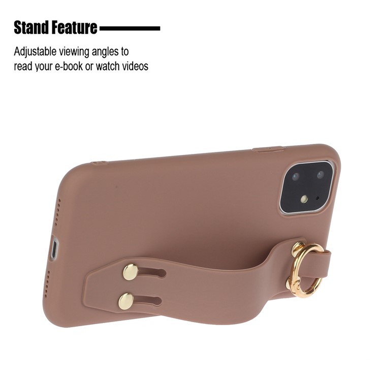 Matte Handschlaufe TPU Schutztelefonkasten Für Iphone Stehen 11 6,1-Zoll - Braun-2