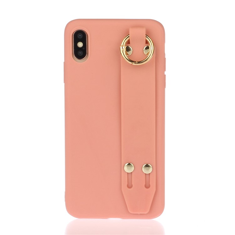 Matte Hand Strap Stand TPU Protective Phone Case for iPhone XS Max 6.5-inch - Orange-1