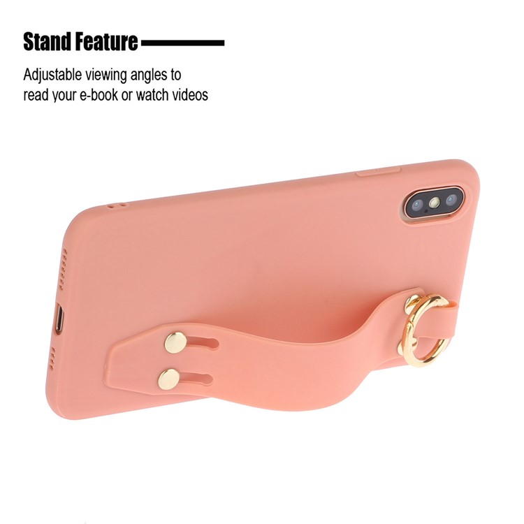 Matte Hand Strap Stand TPU Protective Phone Case for iPhone XS Max 6.5-inch - Orange-2