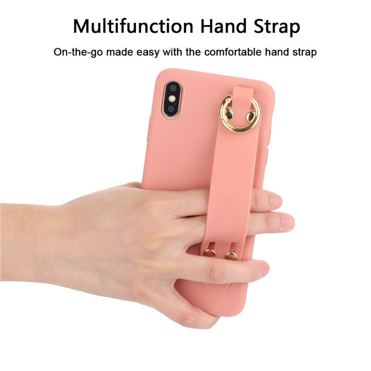 Matte Hand Strap Stand TPU Protective Phone Case for iPhone XS Max 6.5-inch - Orange-3