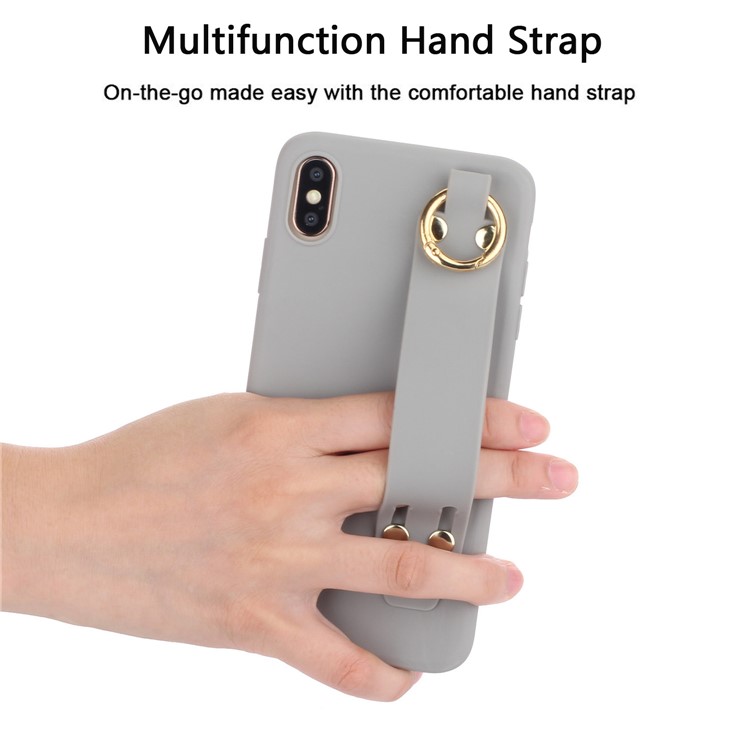 Matte Hand Strap TPU Shell for iPhone XS / X 5.8 inch - Grey-3