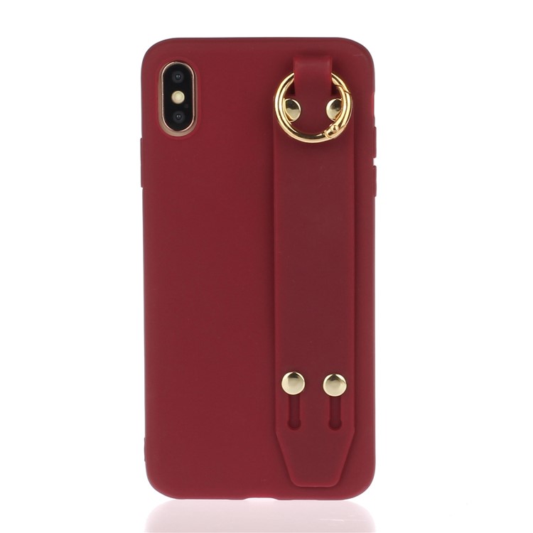 Matte Hand Strap TPU Shell for iPhone XS / X 5.8 inch - Wine Red-1