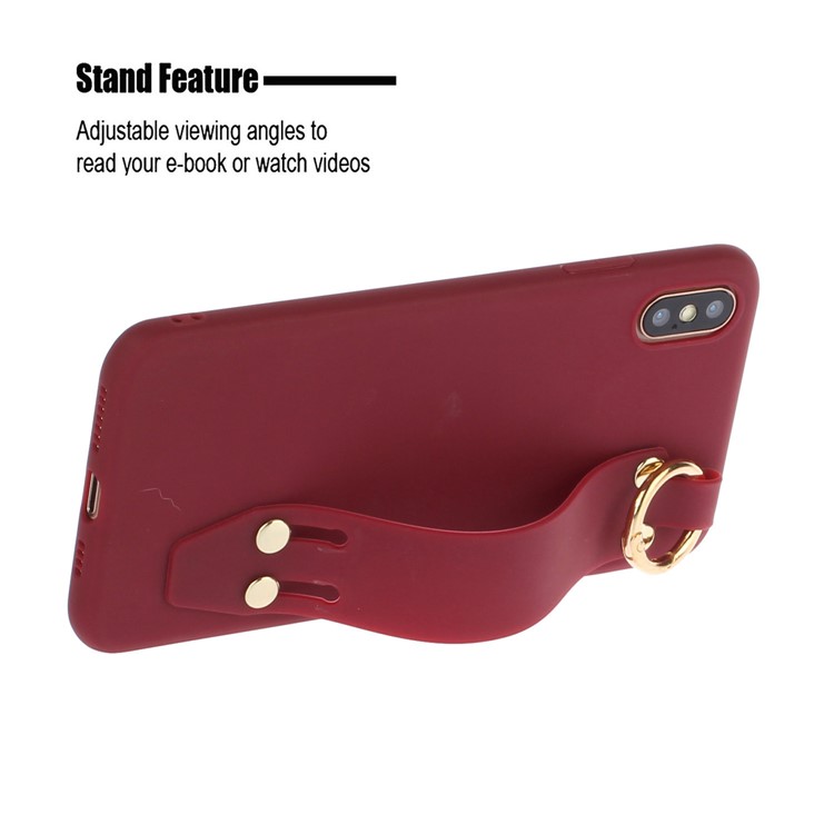 Matte Hand Strap TPU Shell for iPhone XS / X 5.8 inch - Wine Red-2